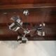 Space age design chandelier in vintage chromed metal year 70
