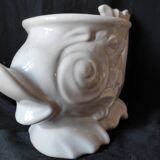 Faience white fish / centerpiece /pot cache/ carp