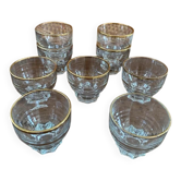 9 verres vintage au liseré doré .
