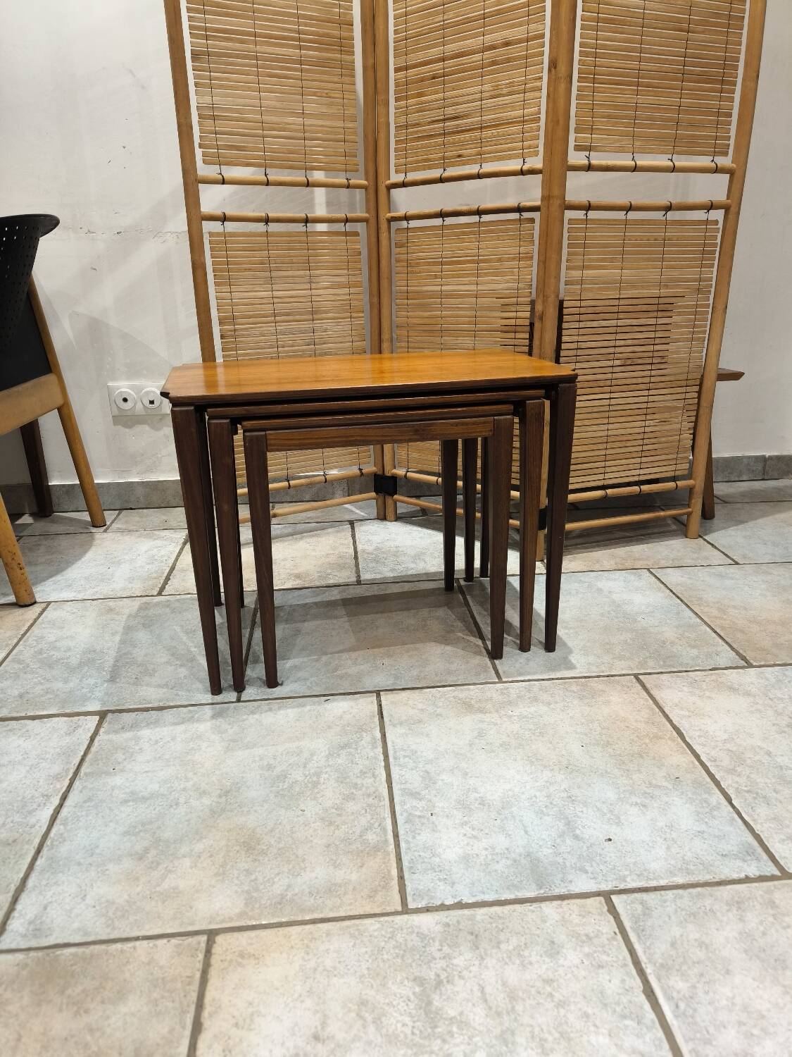 Vintage Scandinavian nesting coffee table in solid teak