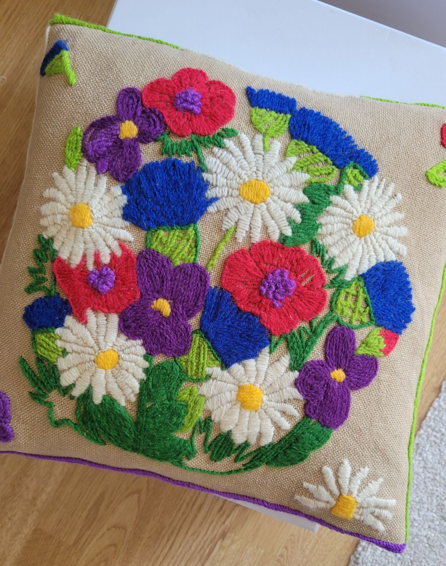 Vintage embroidered cushion