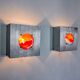 Pair of space-age wall lights, "fusing" glass, Germany, 1970