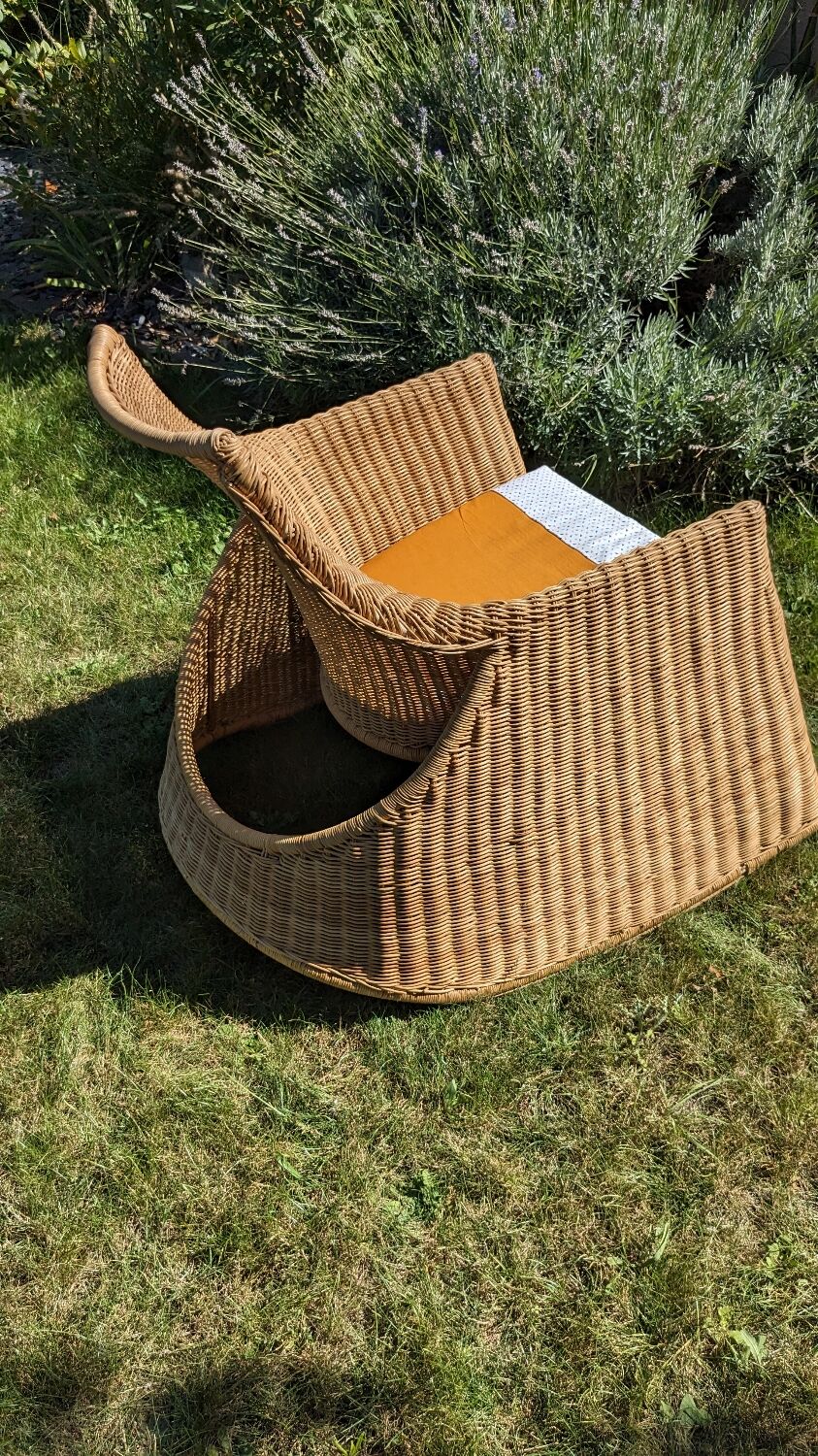 Wicker and rattan rocking chair