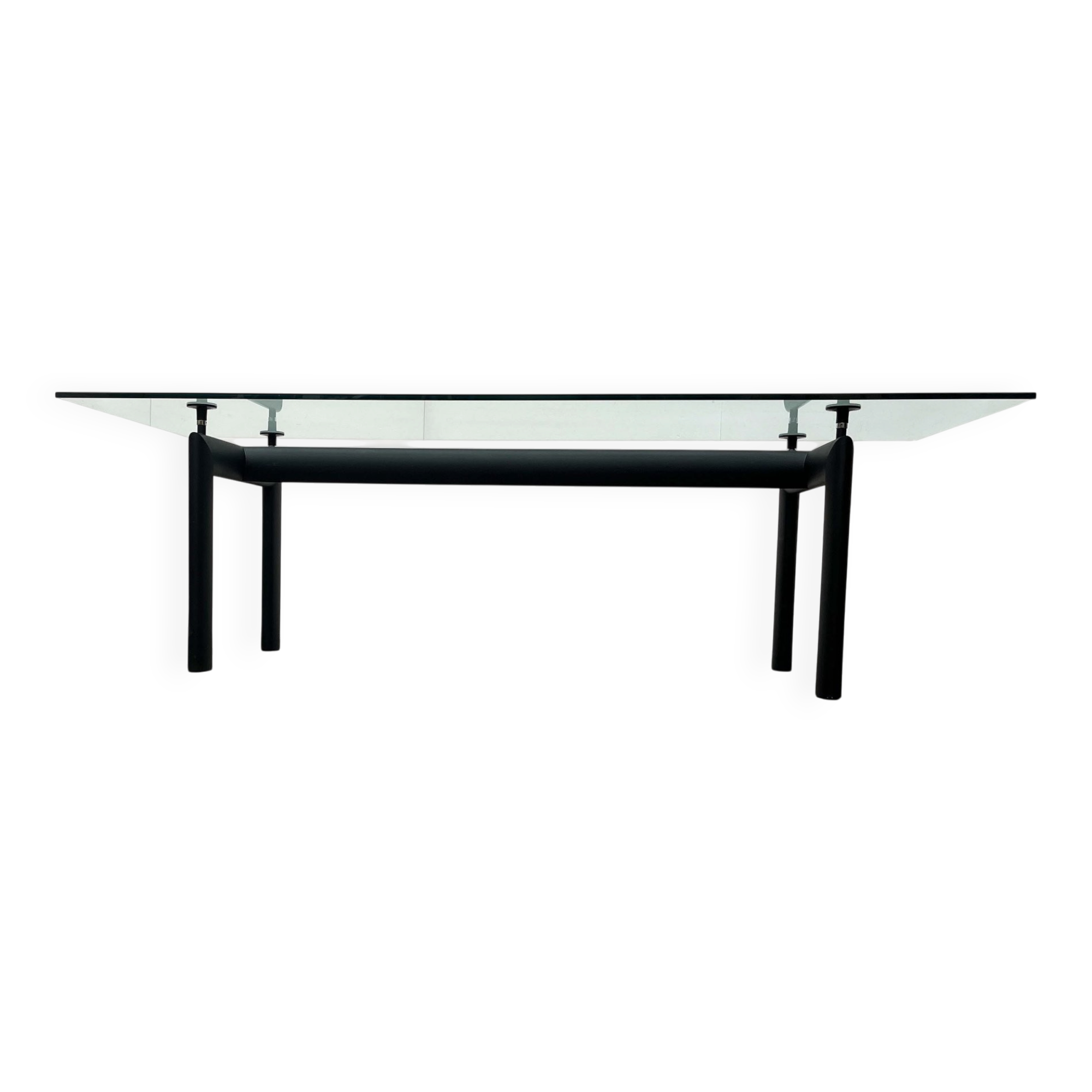 Italian model LC6 dining or office table in metal and glass by Le Corbusier, Pierre Jeanneret, Charlotte Perriand for Cassina.
