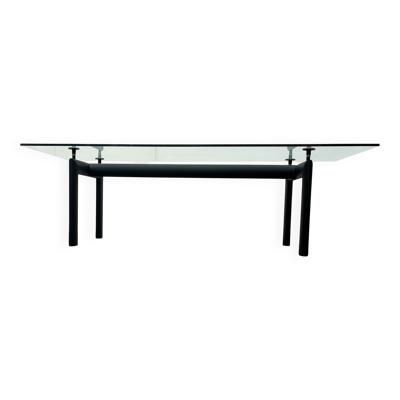 Modèle italien LC6 Table à manger ou de bureau en métal et verre par Le Corbusier, Pierre Jeanneret, Charlotte Perriand pour Cassina