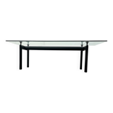 Italian model LC6 dining or office table in metal and glass by Le Corbusier, Pierre Jeanneret, Charlotte Perriand for Cassina.