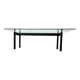 Italian model LC6 dining or office table in metal and glass by Le Corbusier, Pierre Jeanneret, Charlotte Perriand for Cassina.