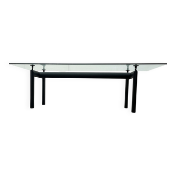 Modèle italien LC6 Table à manger ou de bureau en métal et verre par Le Corbusier, Pierre Jeanneret, Charlotte Perriand pour Cassina
