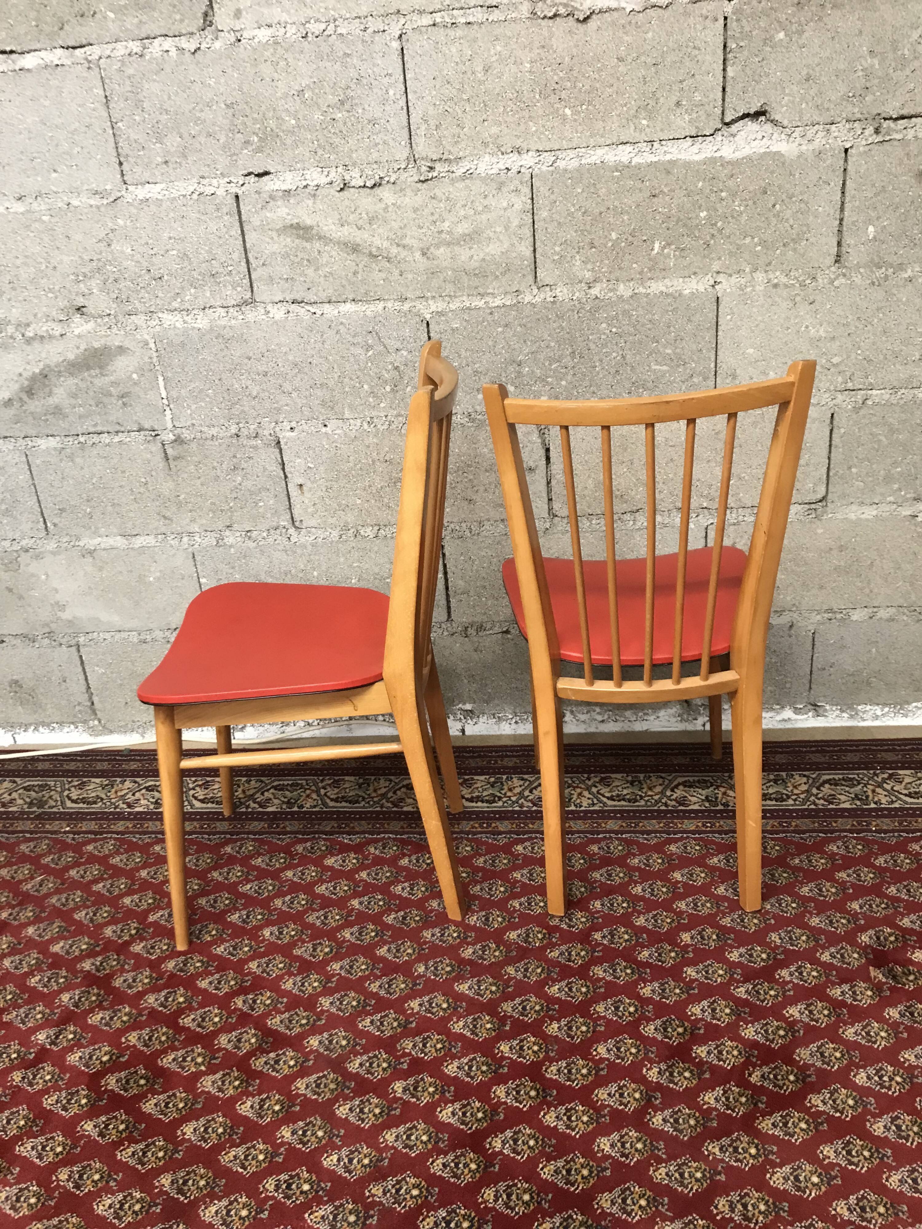 Pair of bistro chair Skaï red ep 60