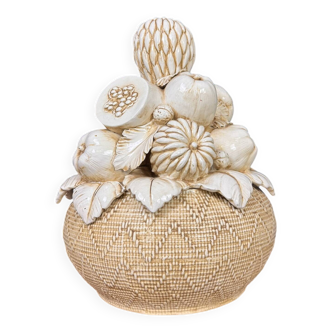 ceramic fruit bowl with fruit decoration signed ALESSI 1977