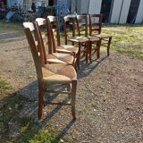 6 old straw chairs