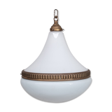 Mid-century opaline and brass pendant light