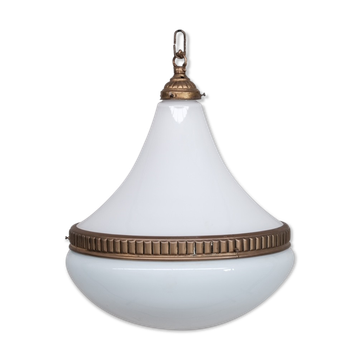 Mid-century opaline and brass pendant light