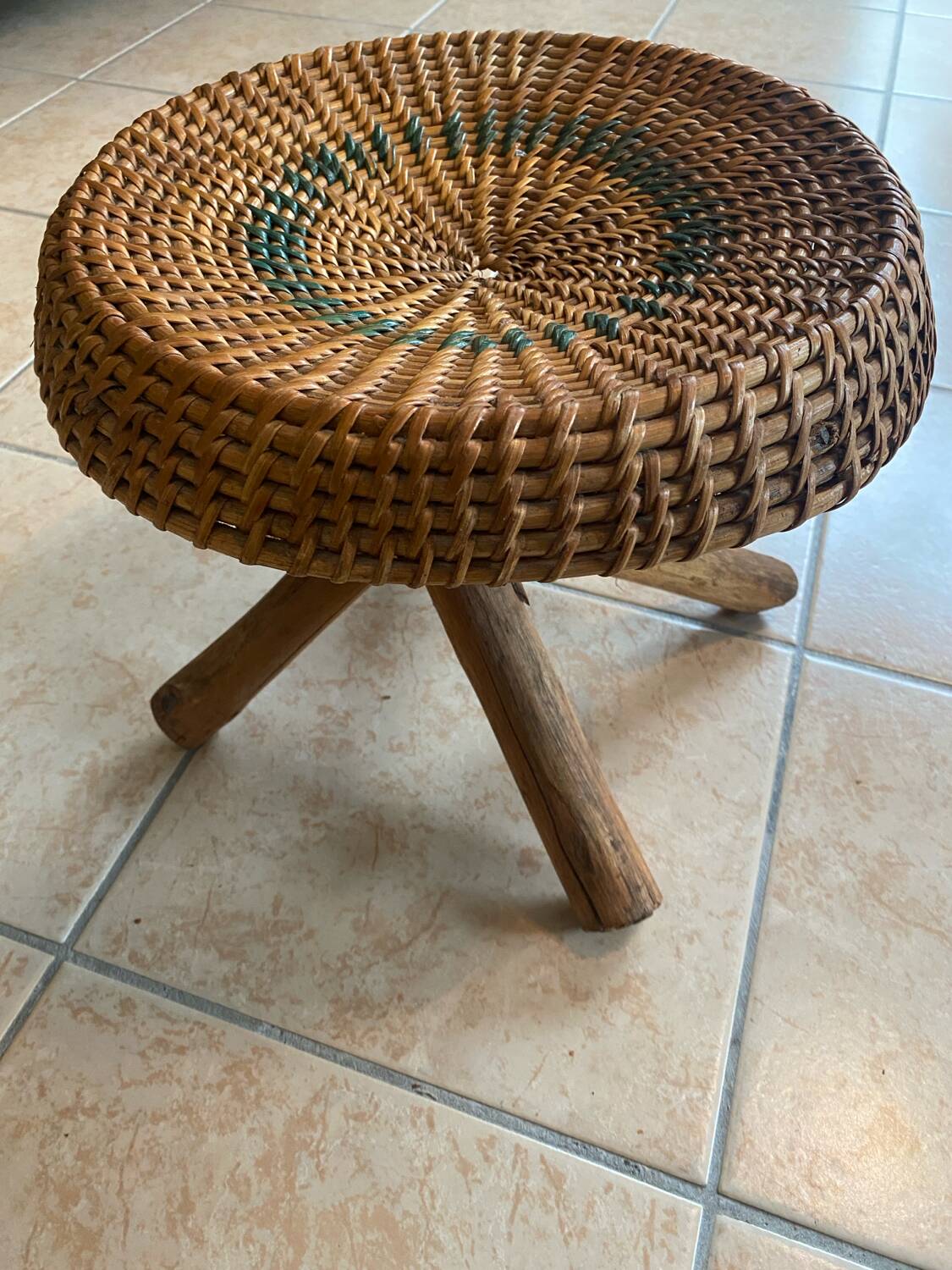 Rattan plant stand stool