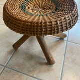 Rattan plant stand stool