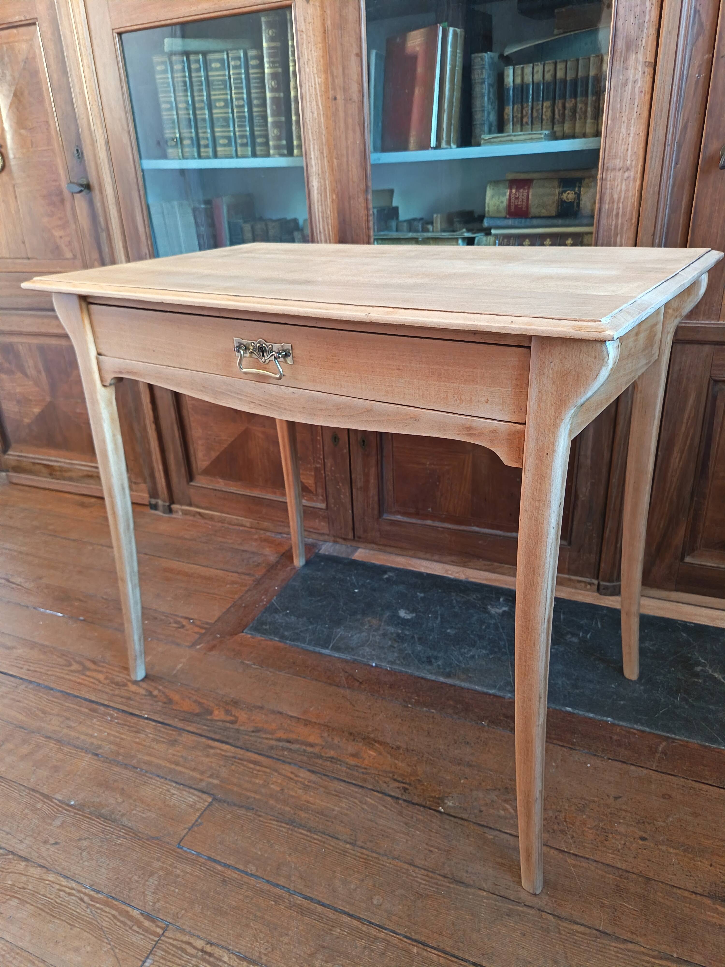 Art Nouveau desk in solid beech.
