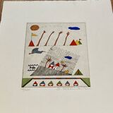 Set of three stamped drawings.