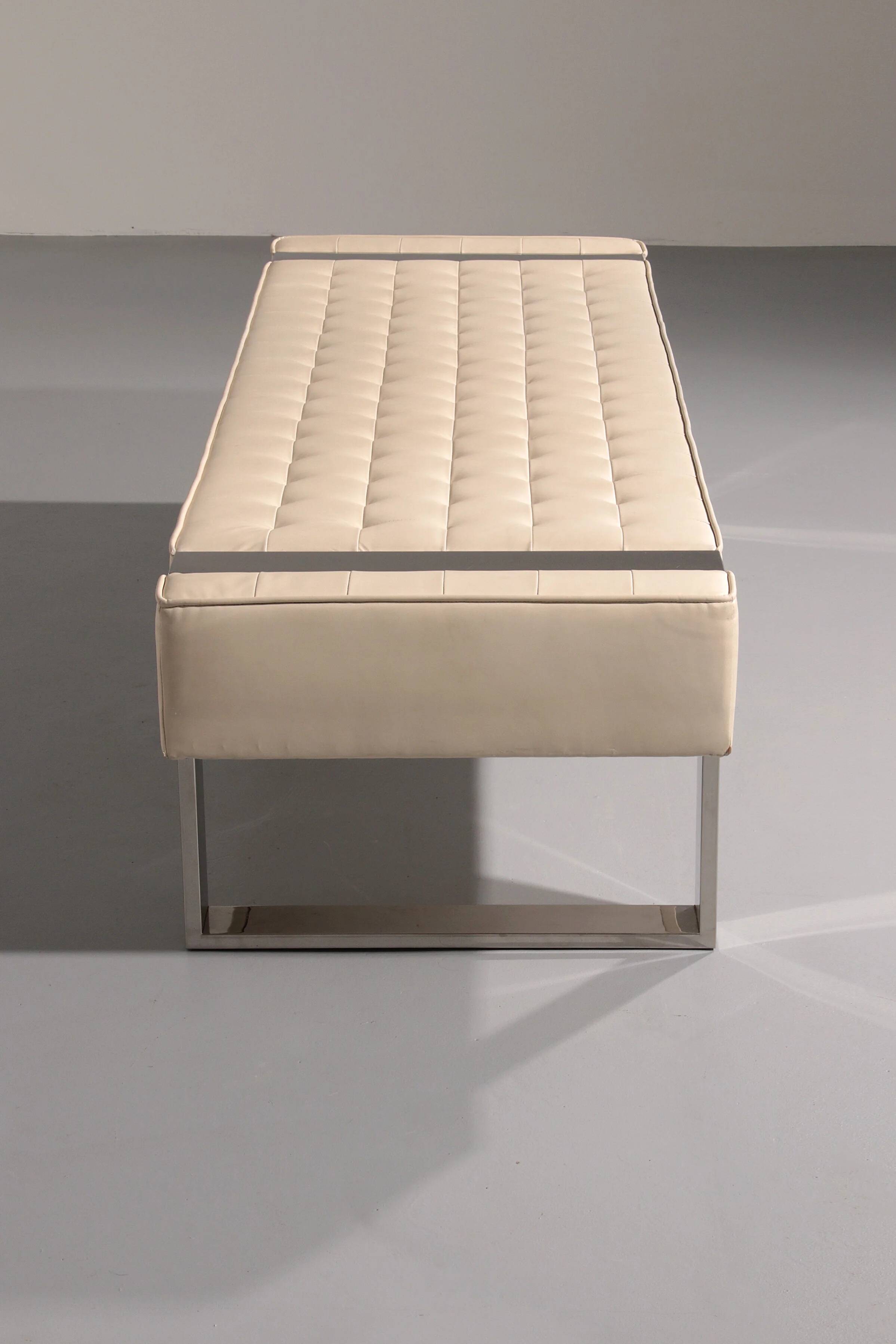 Leather bench with chrome base from Germany 1980