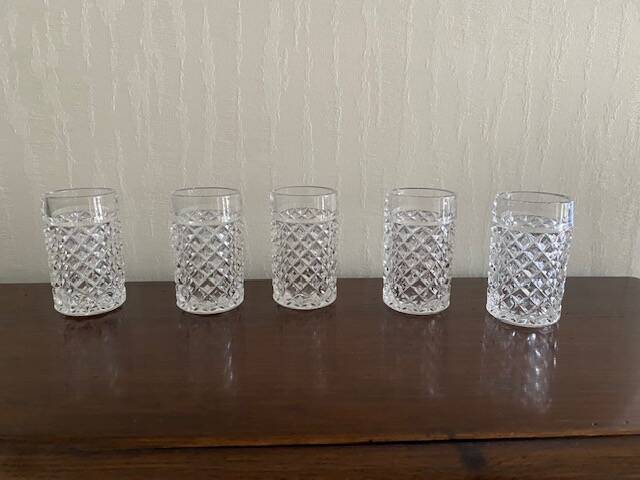 Whisky service / muscat / ... with its decanter and 5 glasses