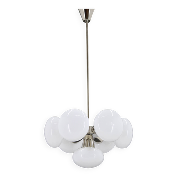 Lustre spoutnik 7 feux en métal chromé par Kamenicky Senov, Tchécoslovaquie 1970