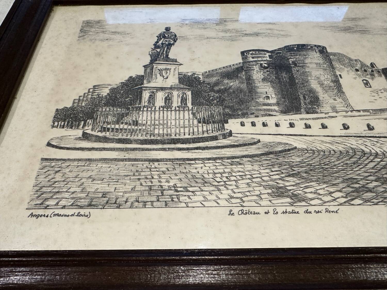 Engraving on vellum of the Château d'Angers