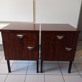 Pair of bedside tablesn end of vintage formica sofa