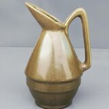Pitcher in green enamelled ceramic Signed by the Lille manufacture Fives-Lille De Bruyn.
