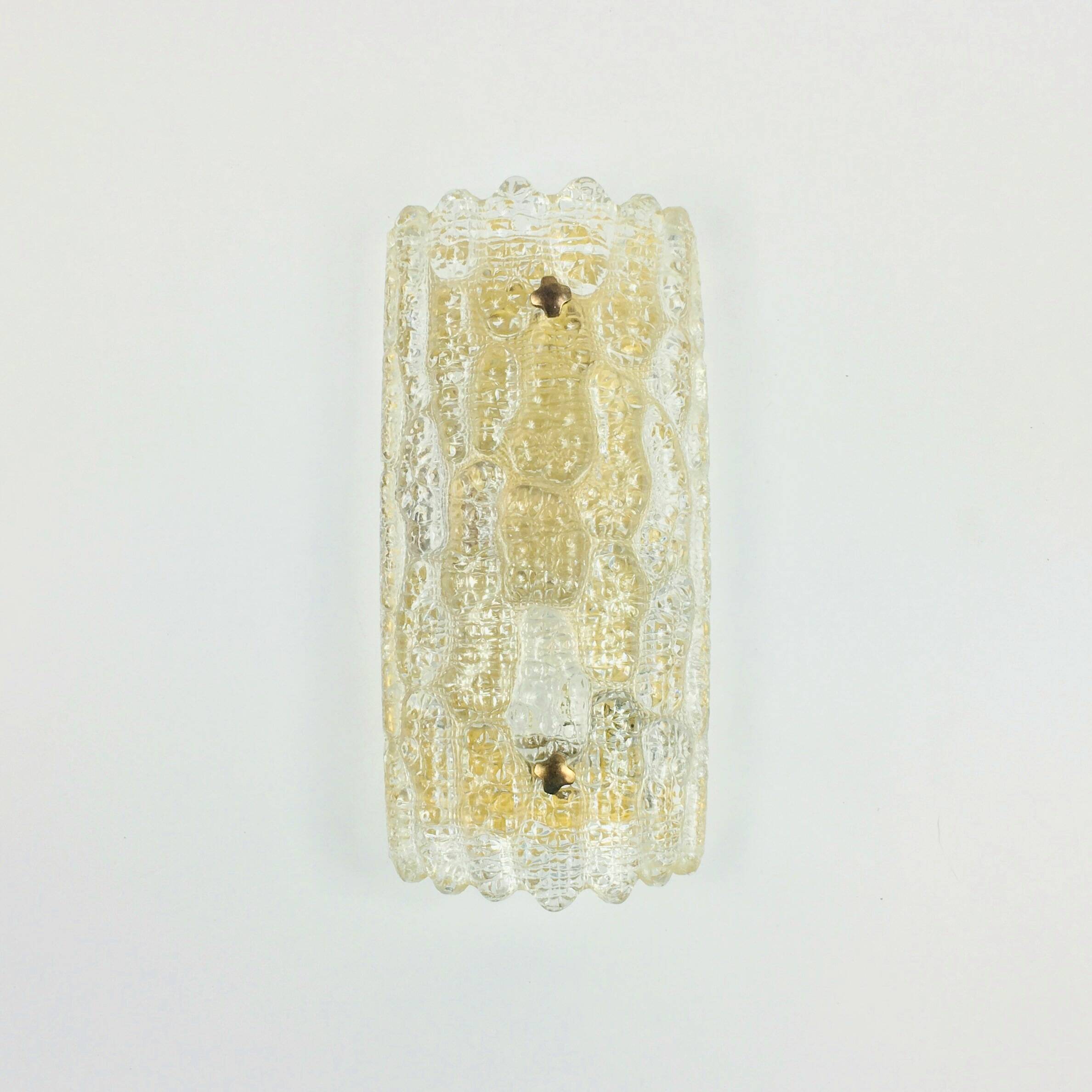 Mid Century Scandinavian Glass & Brass Wall Light by Carl Fagerlund, 1960s