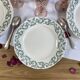6 Longchamp ironstone dessert plates, Treviso pattern, green earthenware