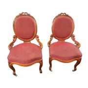 Paire de fauteuils à dossier médaillon ovale de style Napoléon III
