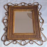 Rattan and cane mirror