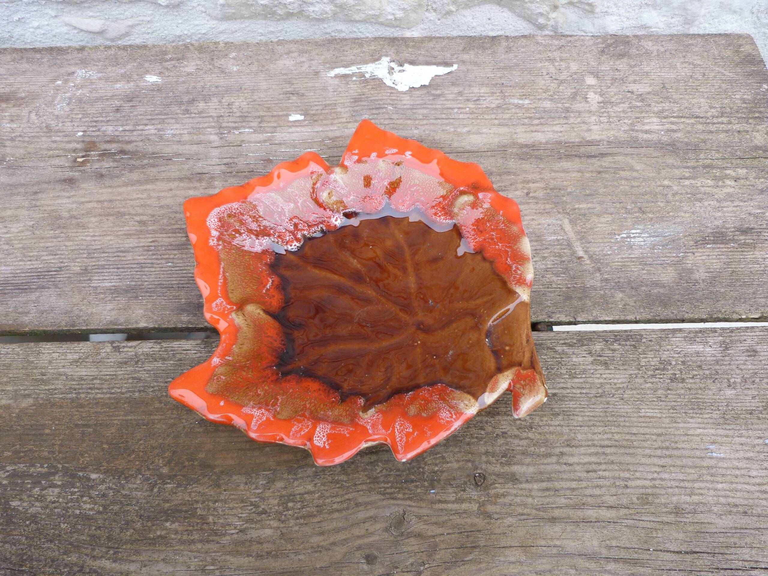 Vintage 1950 Vallauris flamed ceramic ashtray