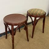 Pair of low vintage “Thonet” style bentwood stools
