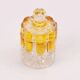 Small amber and transparent crystal pot with lid from the Val Saint-Lambert Luxval Art Deco collection.