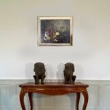 "Still Life with Flowers" Oil on canvas hand painted French School 19th century