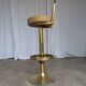 Tabouret de bar italien mid-century modern en laiton et cuir