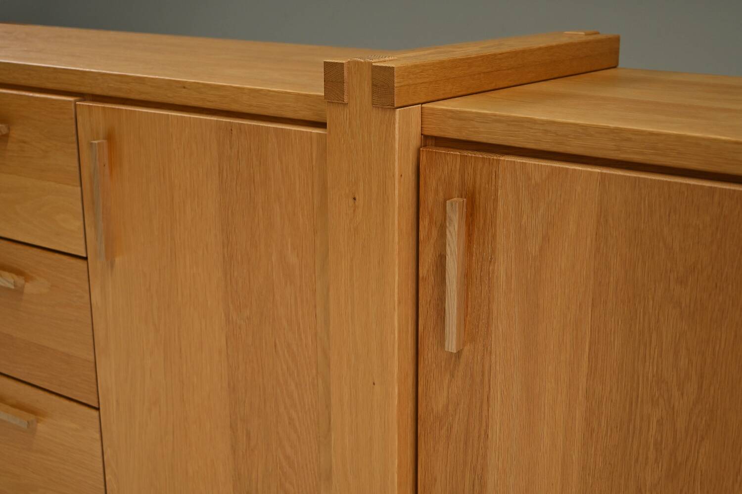 Large brustalist oak sideboard, Belgium.