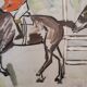 Acrílico sobre lienzo “Carrera de caballos”, León Lafourcade, ff. s. XIX