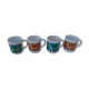 4 mugs flowers lotus blue & orange arcopal vintage
