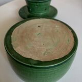 Glazed green earthenware butter dish Foucart Jourdan 1960