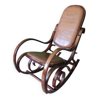 Wood and leather rocking chair