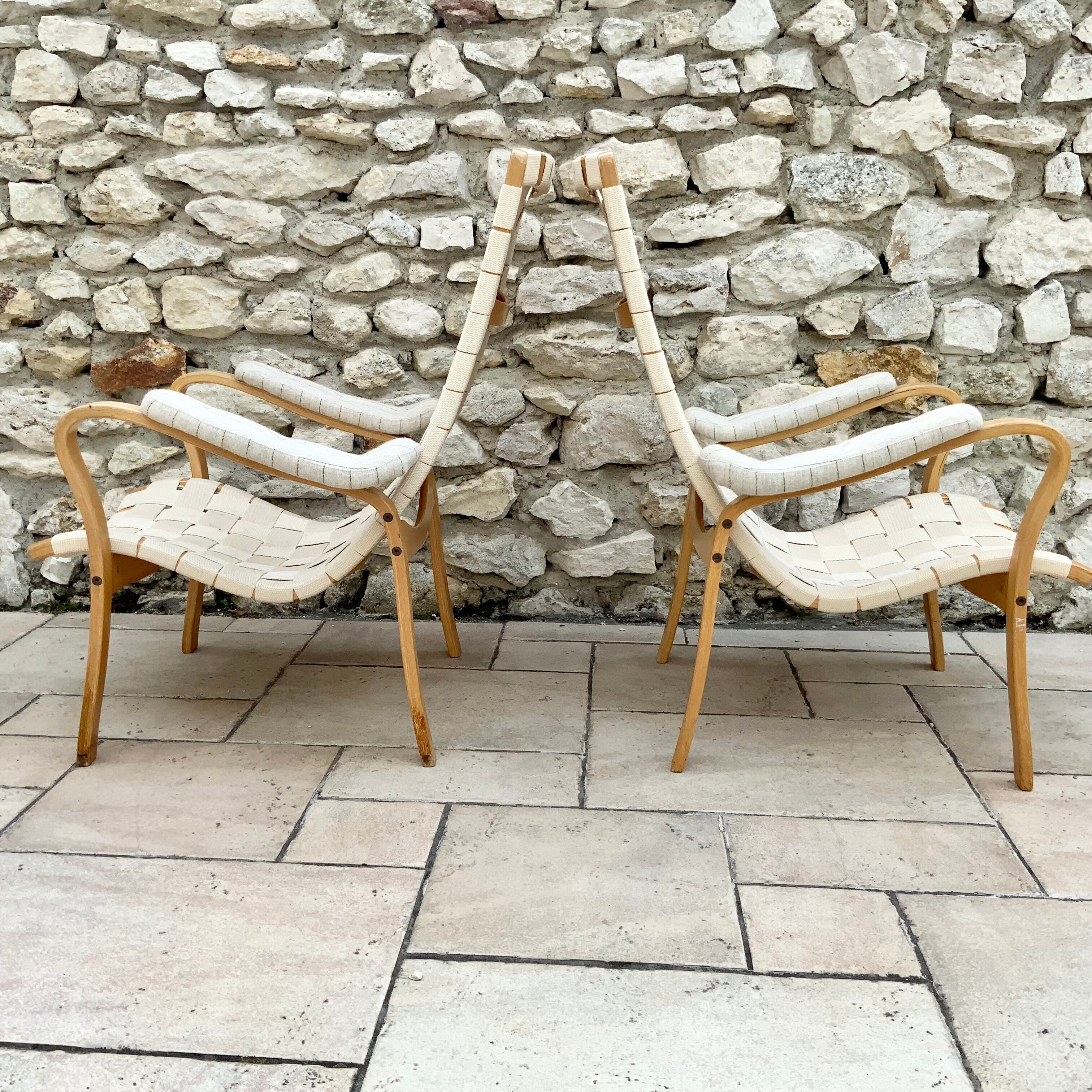 Pair of Scandinavian design armchairs 1960s/70s by Bruno Mathsson "