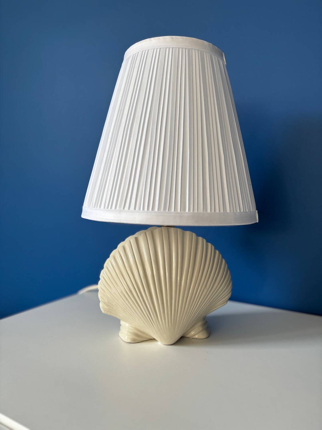 Vintage ceramic shell lamp base - Cream white - Bo style