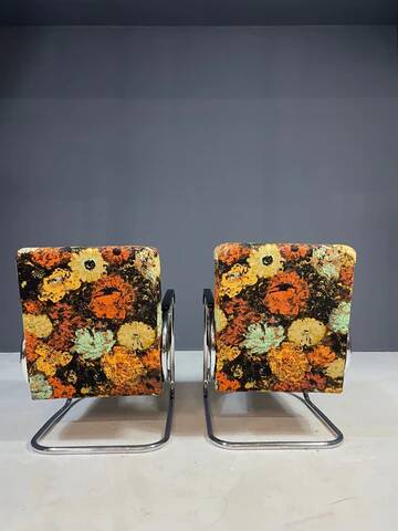 Pair of functionalist chromed armchairs, Eastern Europe, 1950s