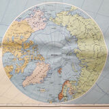 Map planisphere the world 124x82cm 60s