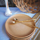Set of 4 plates in sandstone Sarreguemines pink beige