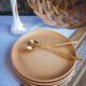 Lot de 4 assiettes en grès Sarreguemines beige rosé