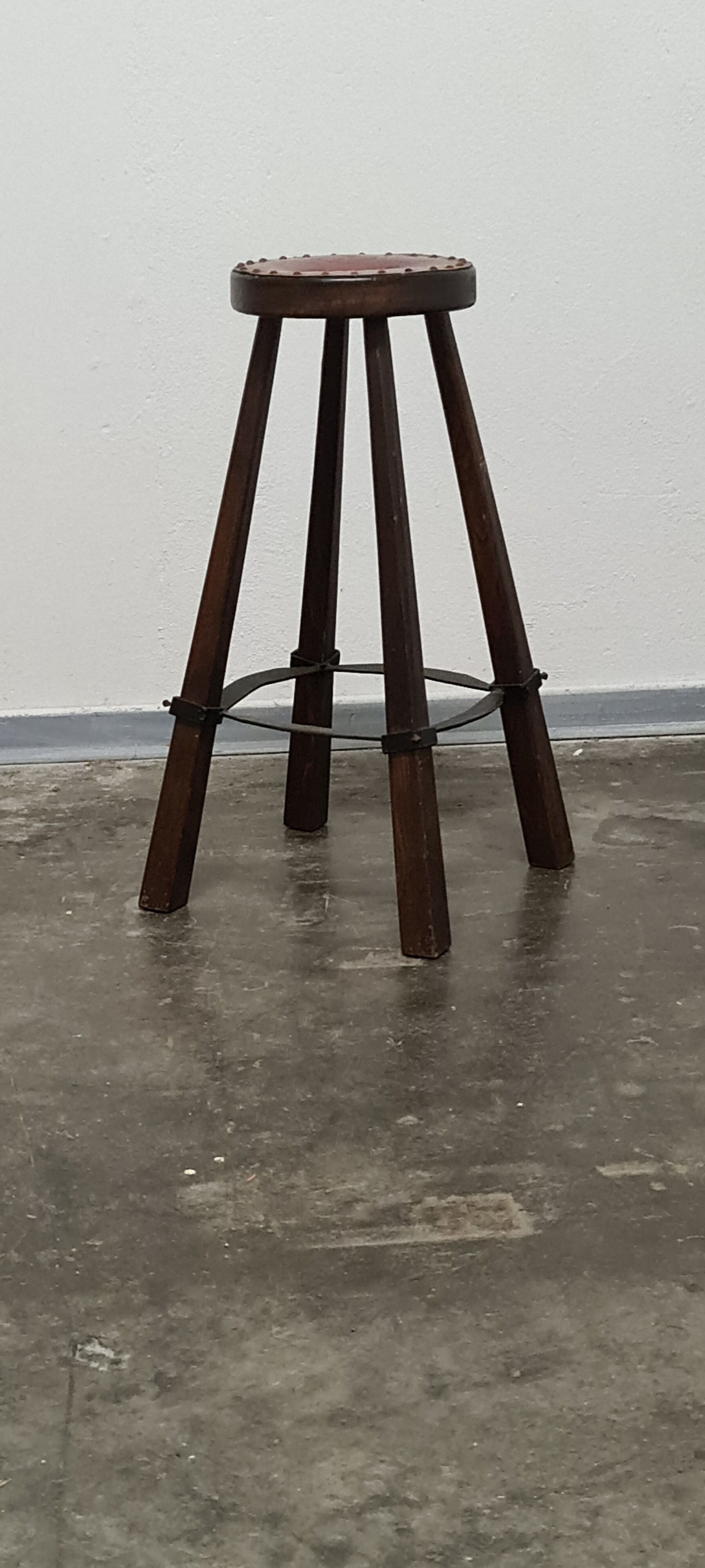 Vintage set of 3 Brutalist bar stools