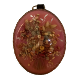 Old vintage oval dried flowers frame