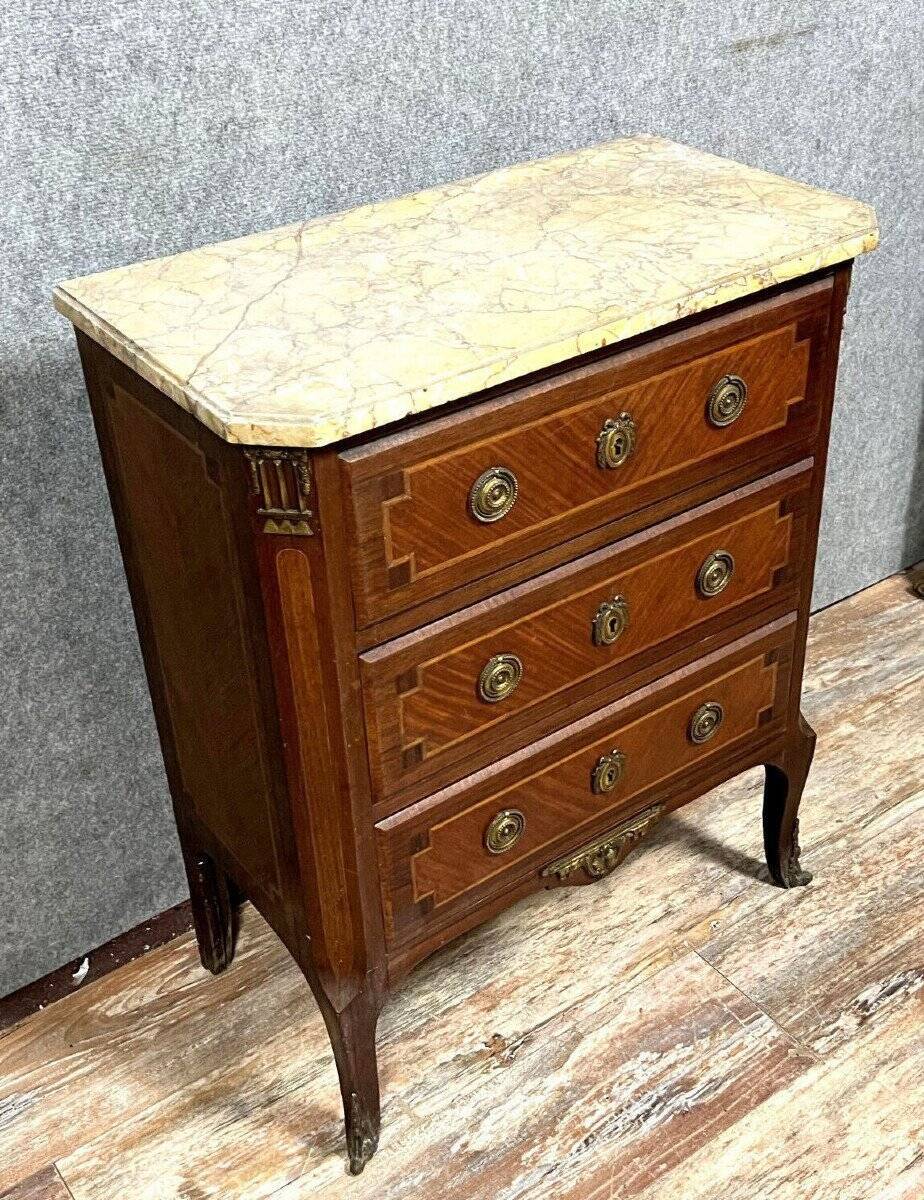 Louis XV style ladies' chest of drawers in marquetry circa 1850